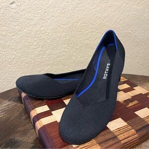 Rothy's Black Flats with Blue Trim